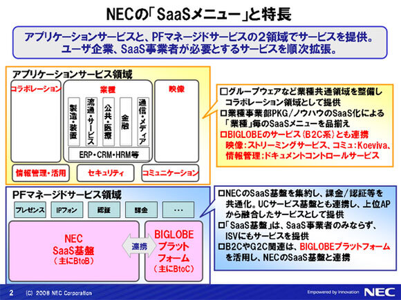 NEC、2010年にSaaSを1200億円事業へ
