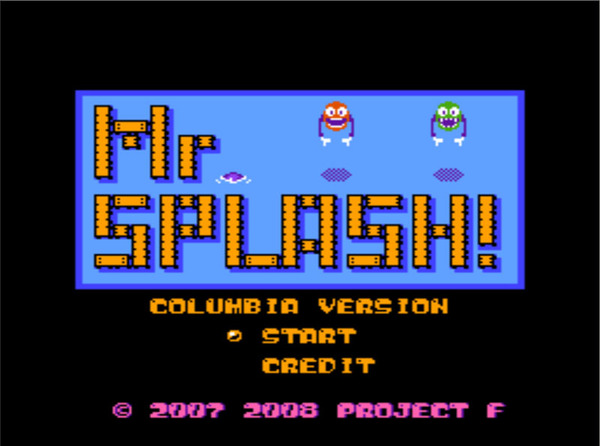 苦労の末に制作した8ビットゲーム「ミスタースプラッシュ！」の画面