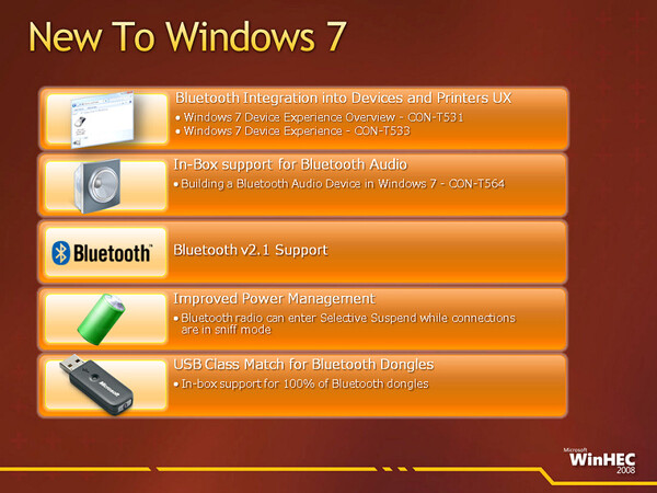 Windows 7でサポートされるBluetooth関連のトピック