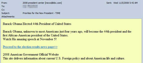 米大統領選直後に流通したスパムメール