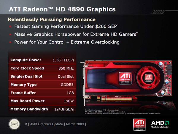 Radeon HD 4890の主な仕様