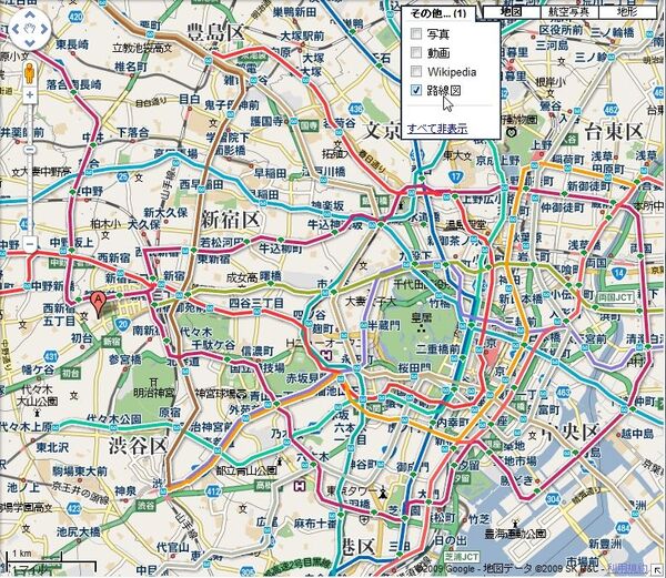 Googleマップに地下鉄路線図が