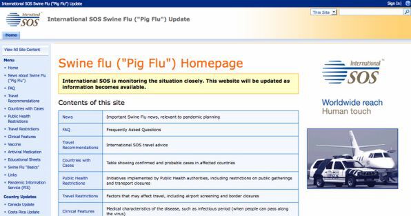 「Swine flu（“Pig Flu”） Homepage」