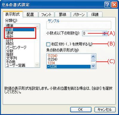 セルの書式設定