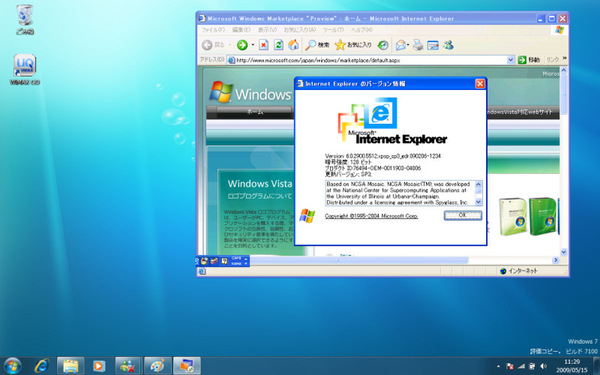Internet Explorer 6だけがウインドウ表示されている