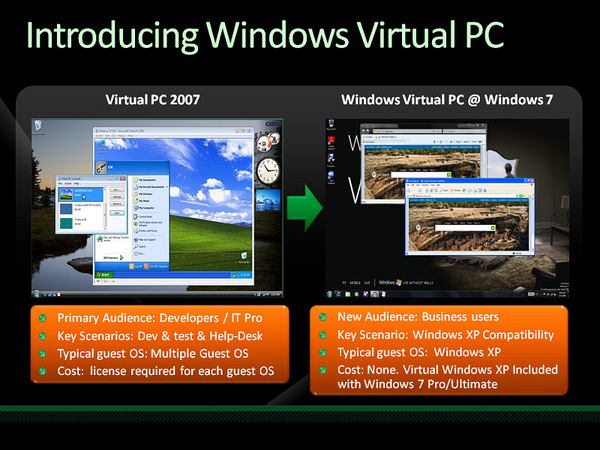 「Windows Virtual PC」は、Virtual PC 2007の後継ソフト