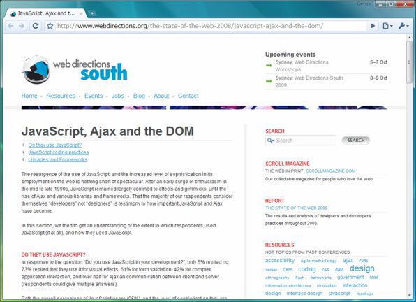 Web Directionsで公開されている「JavaScript, Ajax and the DOM」の記事