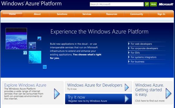 Windows Azure Platformの情報が公開される公式サイト
