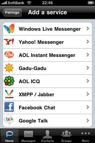 Palringo Instant Messengerの画面1