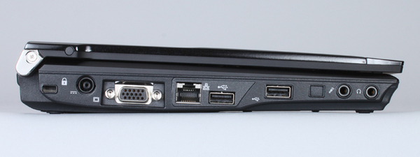 本体左側面。アナログRGBやEthernet、USB 2.0×2などの端子を搭載
