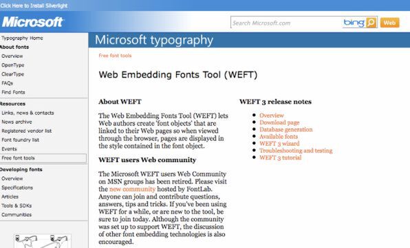 Web Embedding Fonts Tool（WEFT）