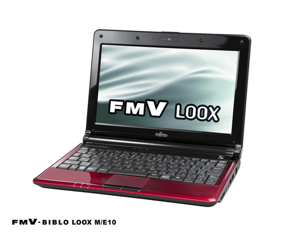 「FMV-BIBLO LOOX M」。標準バッテリー搭載時の本体サイズは幅258×奥行き189×高さ34（最薄部29）mm、重量は約1.2kg