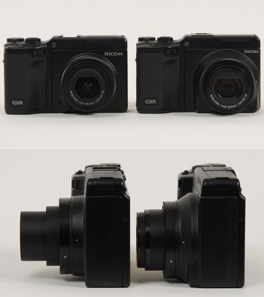 左がS10カメラユニットを、右がP10カメラユニットを装着したGXR