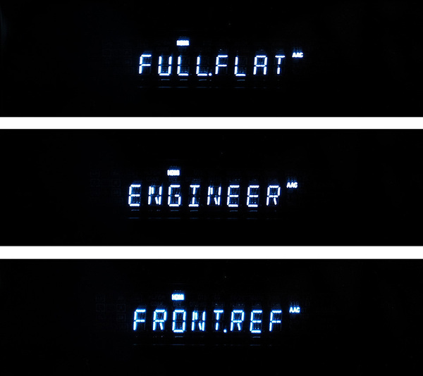 測定後は3つの補正メニューが選択できるようになる。それぞれの名称は「FULL.FLAT」、「ENGINEER」、「FRONT.REF」