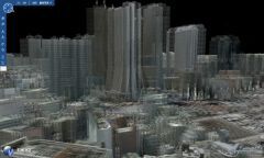 3D表示の新宿高層ビル街