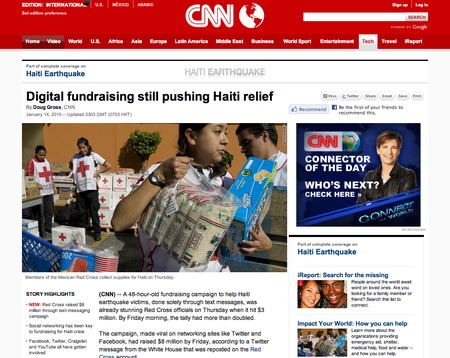 赤十字がハイチ大地震の募金活動にソーシャルメディアを利用。2日間で300万ドルを集めた