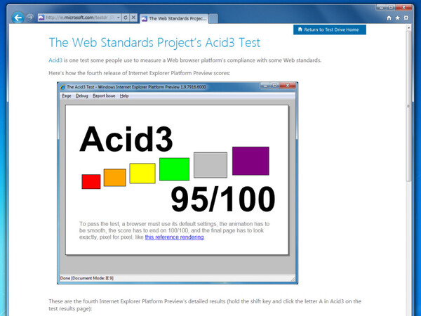 Acid3テストもβ版の段階で95％の互換性を実現
