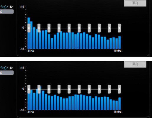 Beats Audioオン/オフ時の出力状況を比較