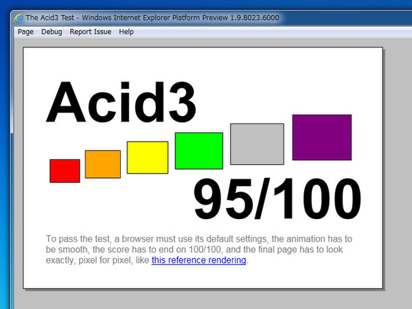 CSS互換性テストの「Acid3」は、PP7でも95％
