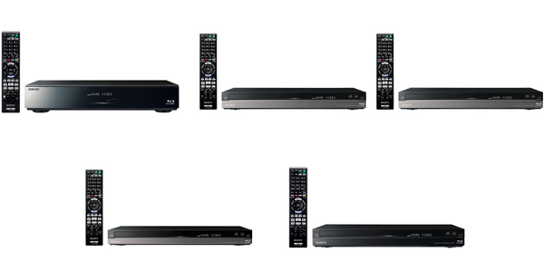 ソニーのBlu-ray Discレコーダー、2011年秋モデル。上段左からBDZ-AX2700T／AT970T／AT770T、下段左からBDZ-AT950W／SKP75
