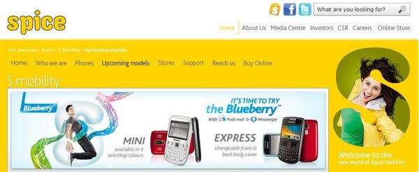 SpiceのWebサイト。「BlueBerry」なんて商品も！