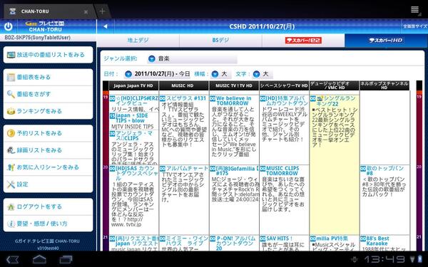 タブレット端末で表示した「Chan-Toru」の画面
