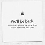 発表会目前、AppleStoreが「We'll be back.」表示に