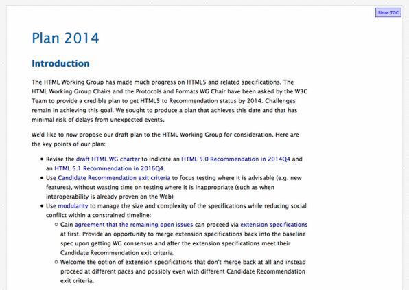 W3Cが発表した「Plan 2014」