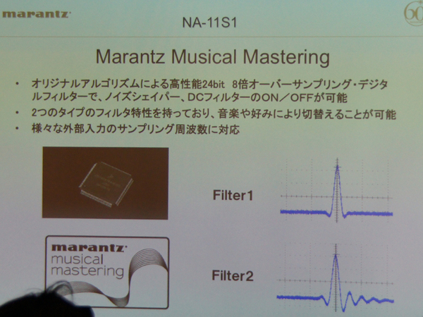 192kHz/24bit対応のデジタルフィルター「Marantz Musical Mastering」も搭載する