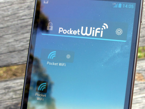 Pocket WiFiのウィジェットをタッチすれば、すぐにモバイルルータ開始だ