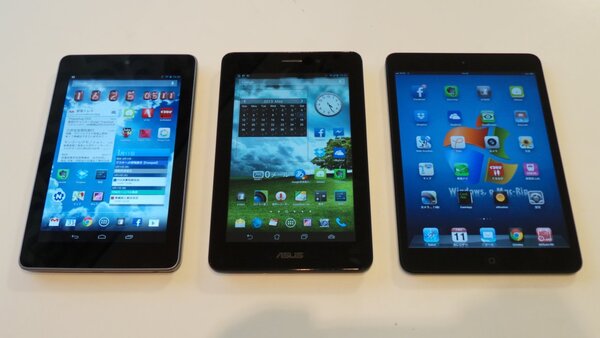 左からNexus 7、fonepad、iPad mini
