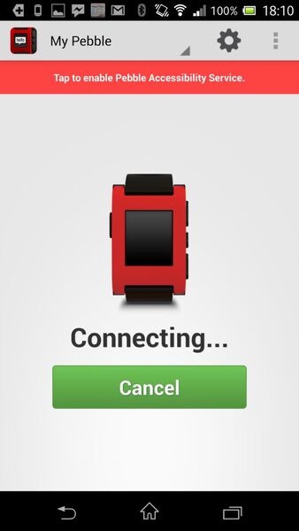 スマートフォン上のPebble Appsで近くに置いたPebble Watchを探す
