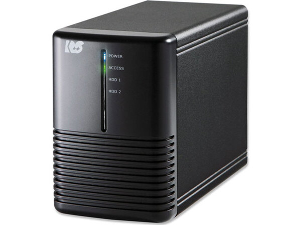 ラトックシステム「RS-EC32-U3R」。HDD 2台搭載可能で、RAIDレベルは0と1を選択可能。PCとの接続はUSB3.0。直販価格は9237円