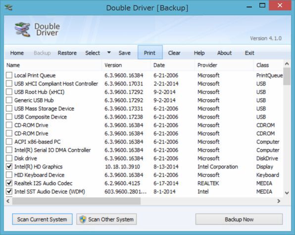 一度Windows 8.1に戻し「Double Driver」を利用してドライバーを集める