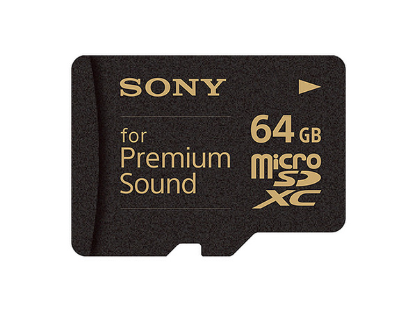 ソニーのプレミアムSDXCカード「SR-64HXA」。外観は一般的なmicroSDHCカードと違うところはない。楽曲の音質にこだわるユーザーならぜひ試していただきたいもの