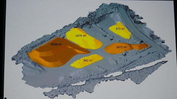 土木用途では、採石場の砂利の山の体積測定などを想定