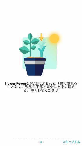 起動を示す日当たりセンサーLEDの点滅を確認したらフラワーパワーを植木鉢にセットする