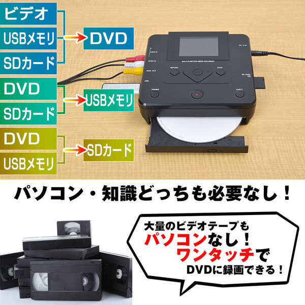 Ascii Jp Pc不要 ビデオテープをdvd化できる液晶付きメディアプレーヤー