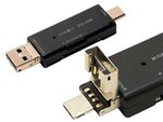 USB A／micro Bに変形、Type-Cコネクターも装備するSDカードリーダー