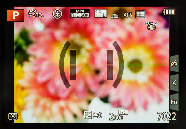 LUMIXユーザーには見慣れた画面インターフェース。2軸の電子水準器も備えている