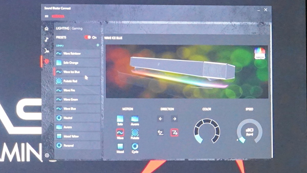 「Sound Blaster Connect」で音響設定やLEDのカラー選択などが可能