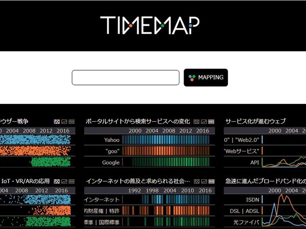 伸縮自在、時間軸に着目した新感覚検索エンジン「TIMEMAP」