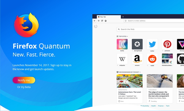 9月末からベータ版が提供されている「Firefox Quantum」