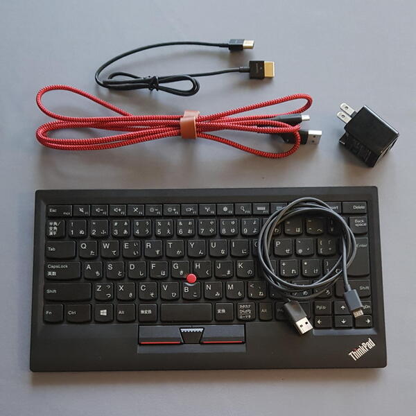 出張パソコンとして使うには、マウスやキーボード、USB/ACアダプターそれらを接続するケーブル類も必要だ