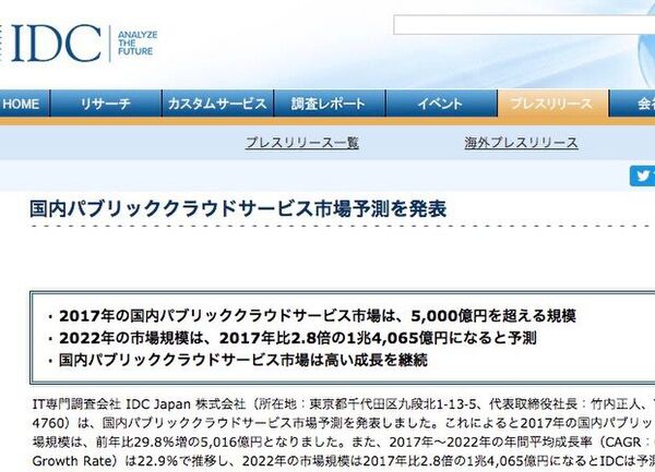 Ascii Jp Idc 2022年の国内パブリッククラウドサービス市場規模を1兆4000億円と予測
