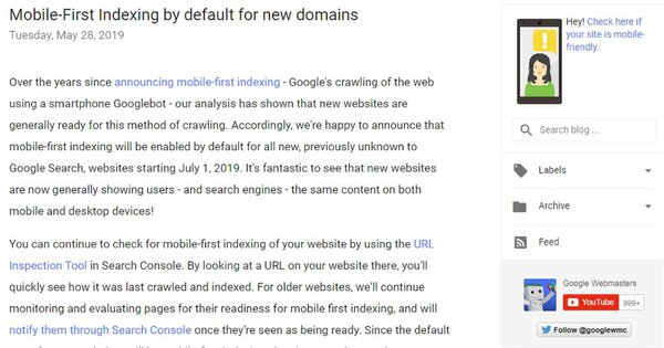 Google、新規のすべてのウェブサイトはMFIが標準に　2019年7月1日から