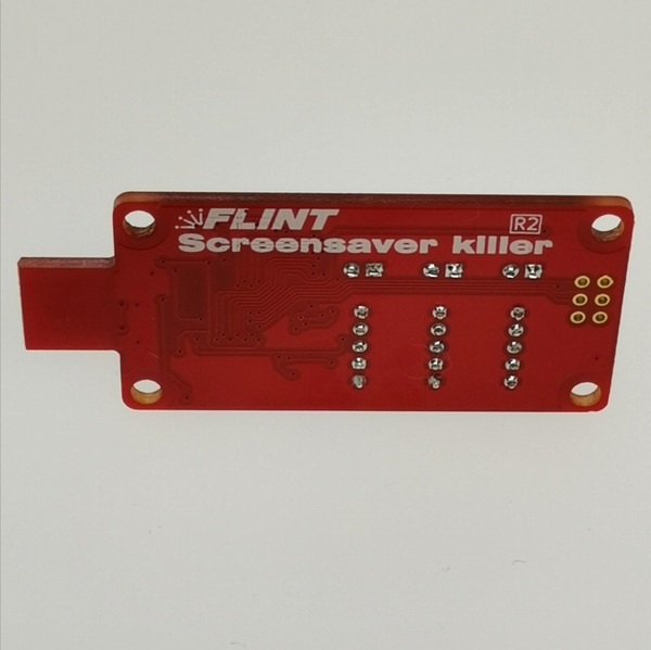 サークル「FLINT」のScreensaver killer。赤い基板が癖のあるハードウェア的な雰囲気だ