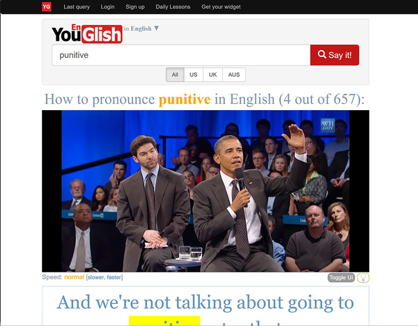 発音や読み方がわからない英単語を著名人がYouTubeで教えてくれる「YouGlish」