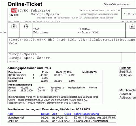 Online-Ticket