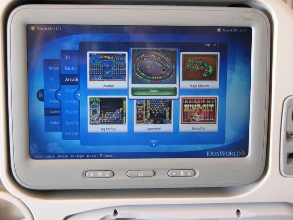 機上でゲームをプレイ